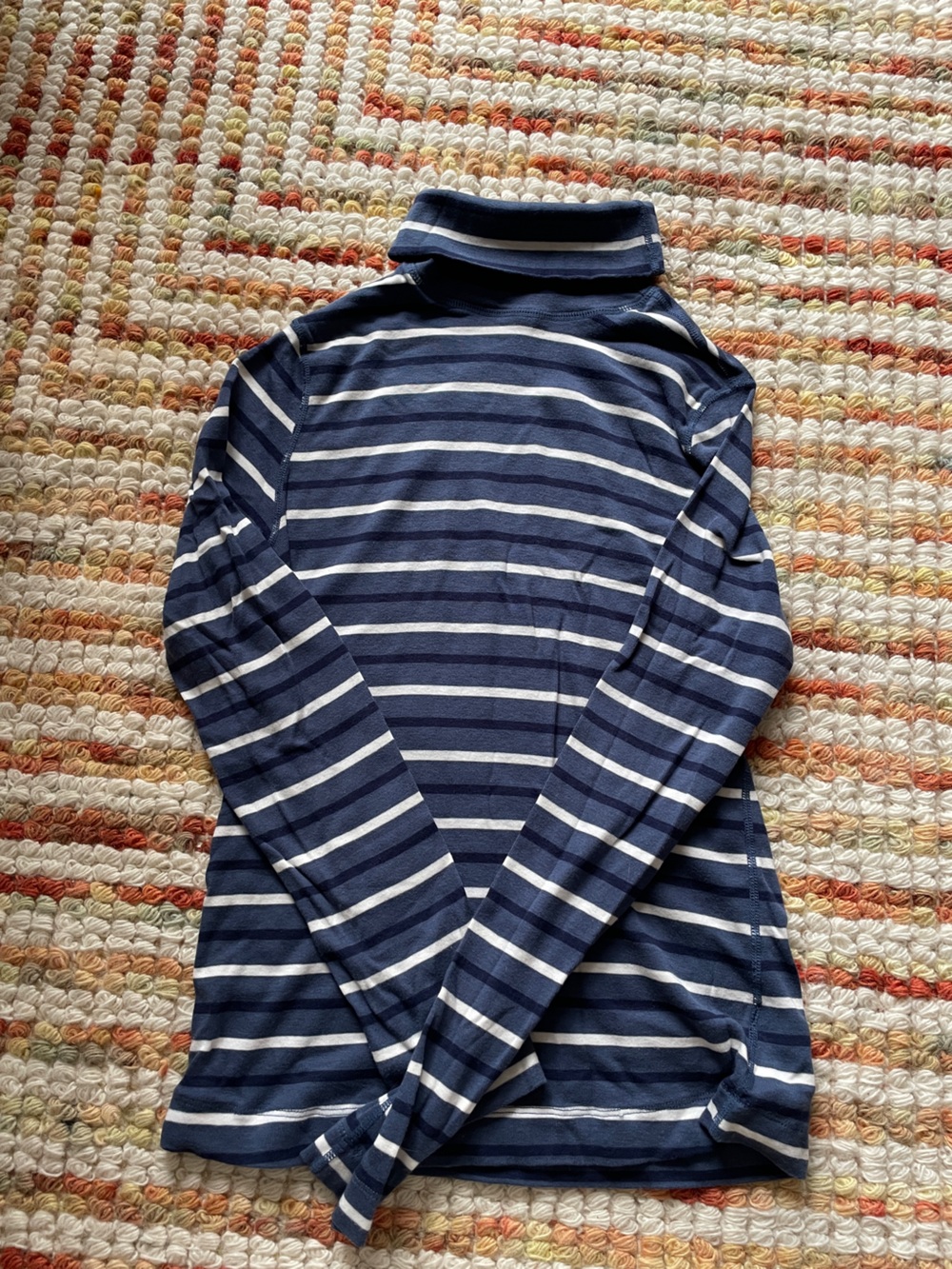 Navy & White Striped Turtleneck Top